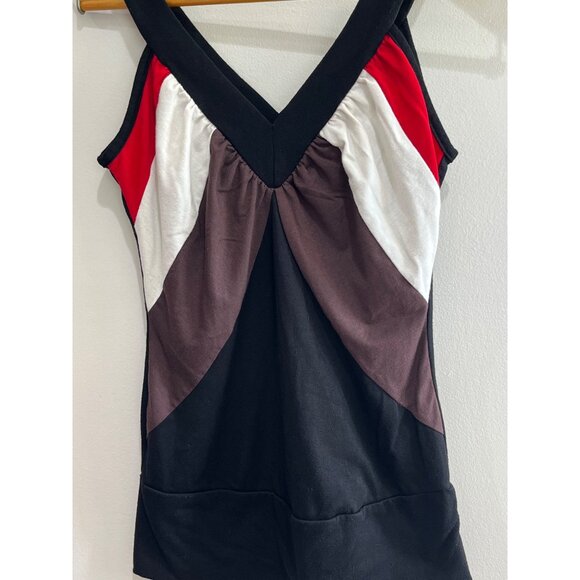 Y2K Studio Y Color Block Tank Top Blouse Juniors XS Black/Red V-neck - Picture 2 of 6